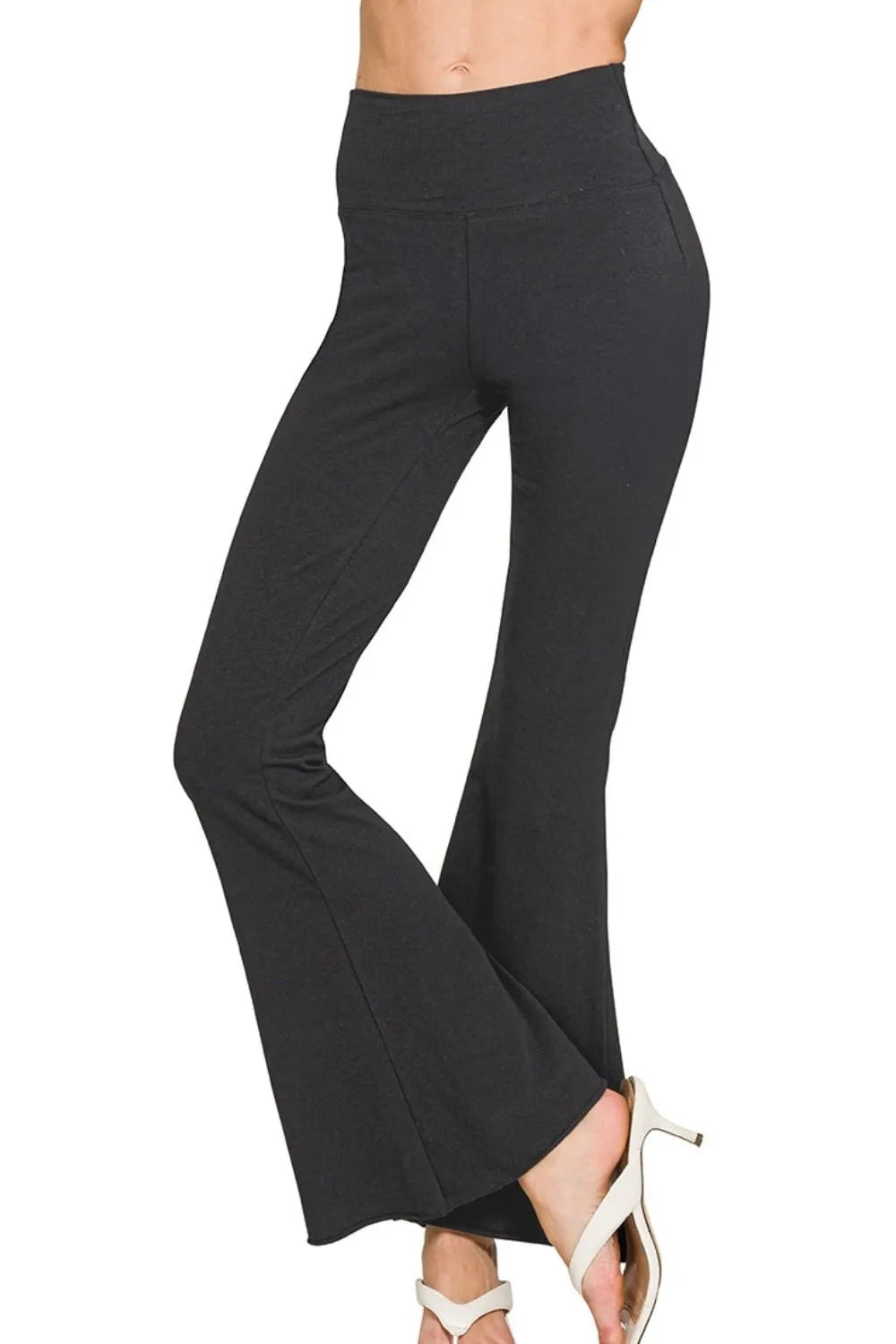 Zenana Raw Edge Hem Flare Yoga Pants - WYNFLARE