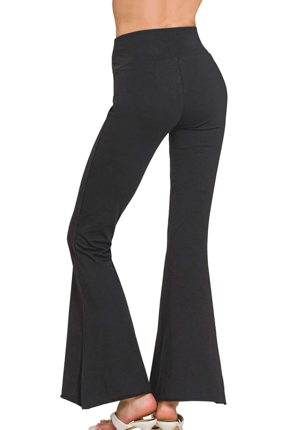 Zenana Raw Edge Hem Flare Yoga Pants - WYNFLARE