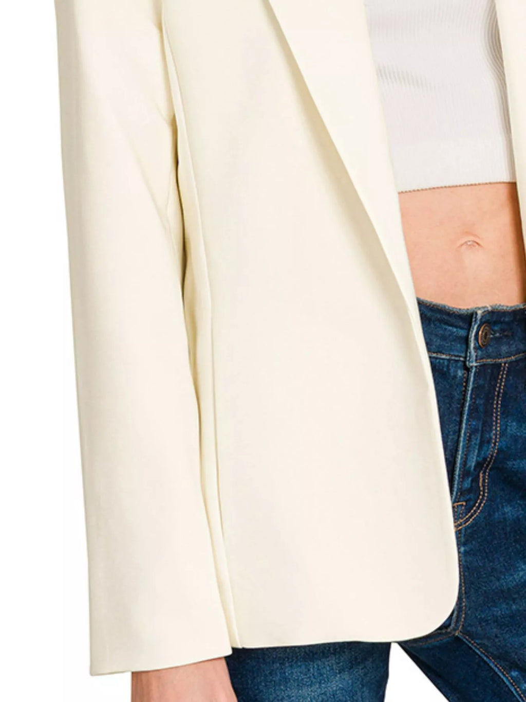 Zenana Woven Long Sleeve Blazer With Lining - WYNFLARE