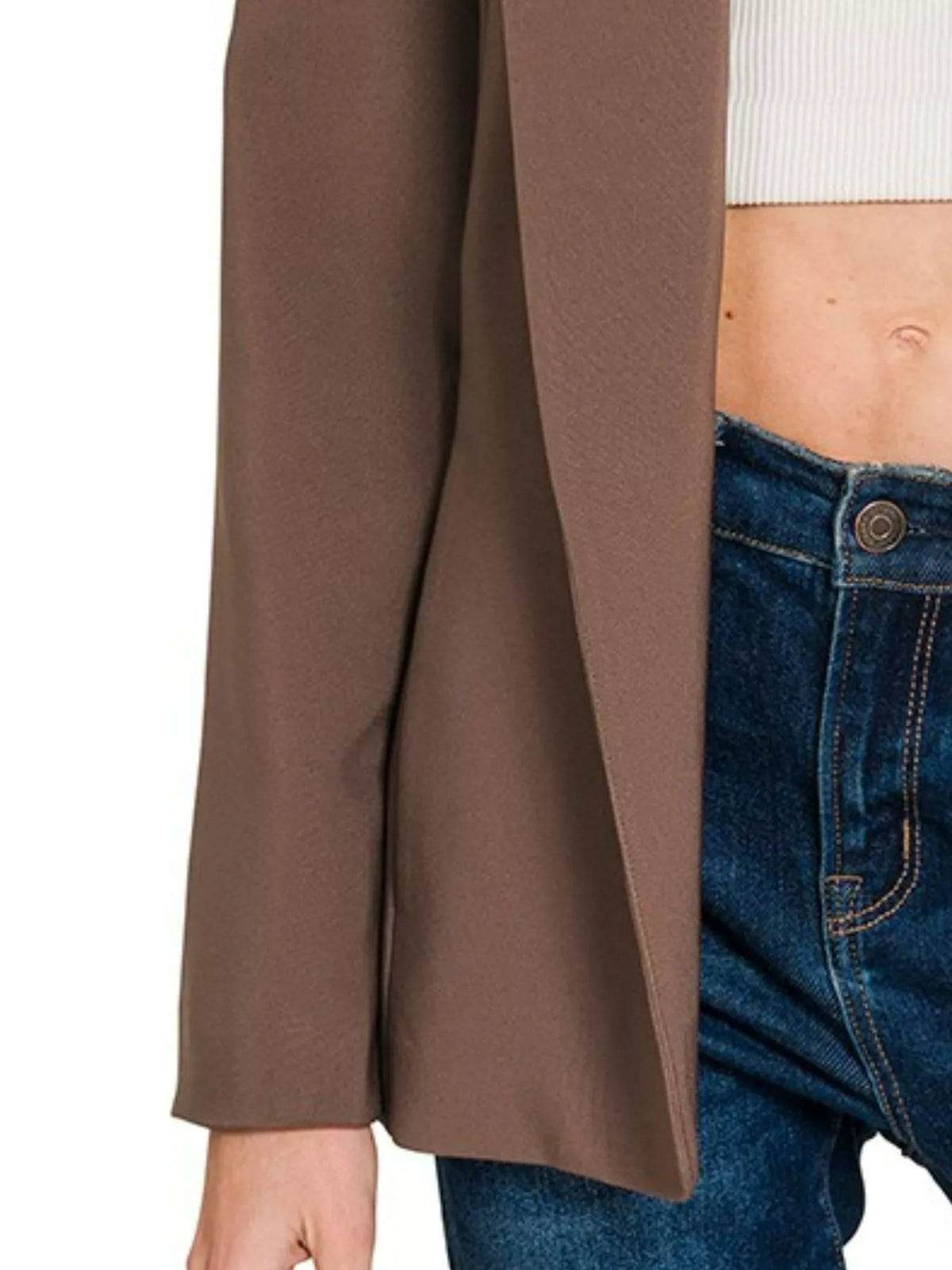 Zenana Woven Long Sleeve Blazer With Lining - WYNFLARE