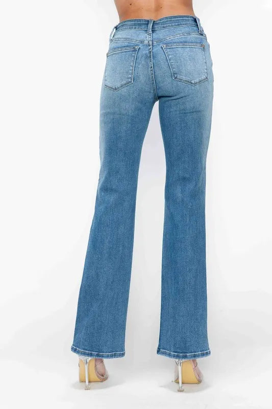 bytos Full Size Cat's Whiskers Mid Rise Bootcut Jeans - WYNFLARE