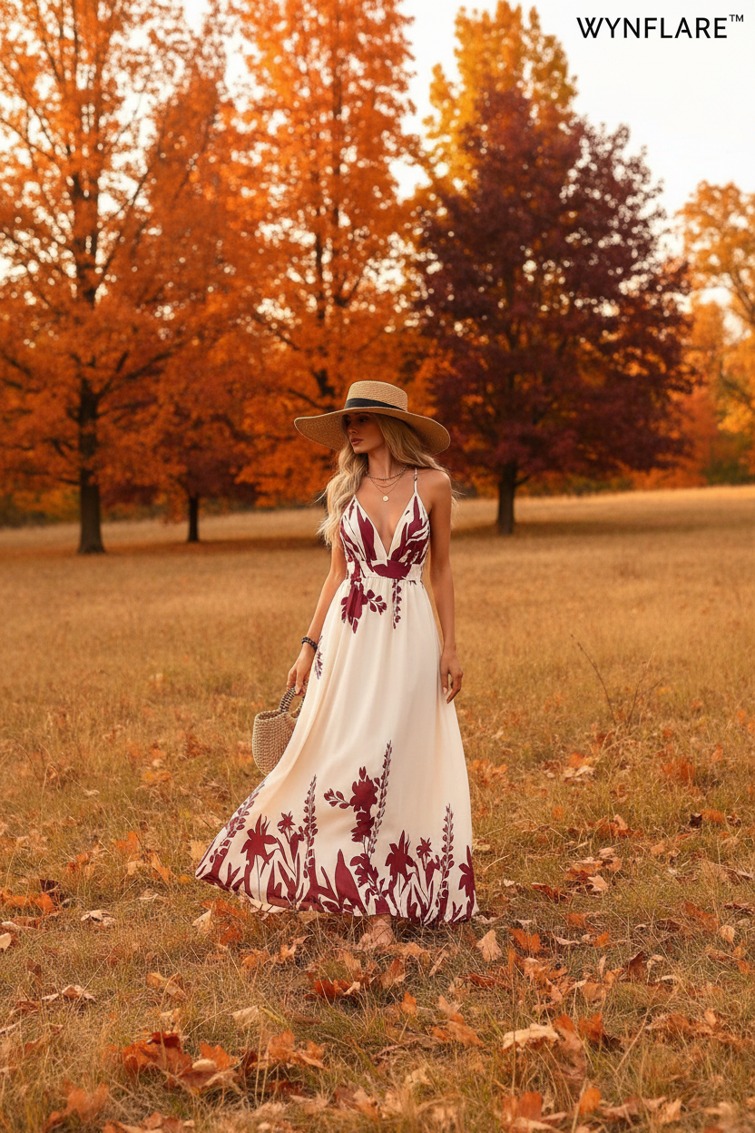 Deep V-Neck Spaghetti Strap Maxi Dress