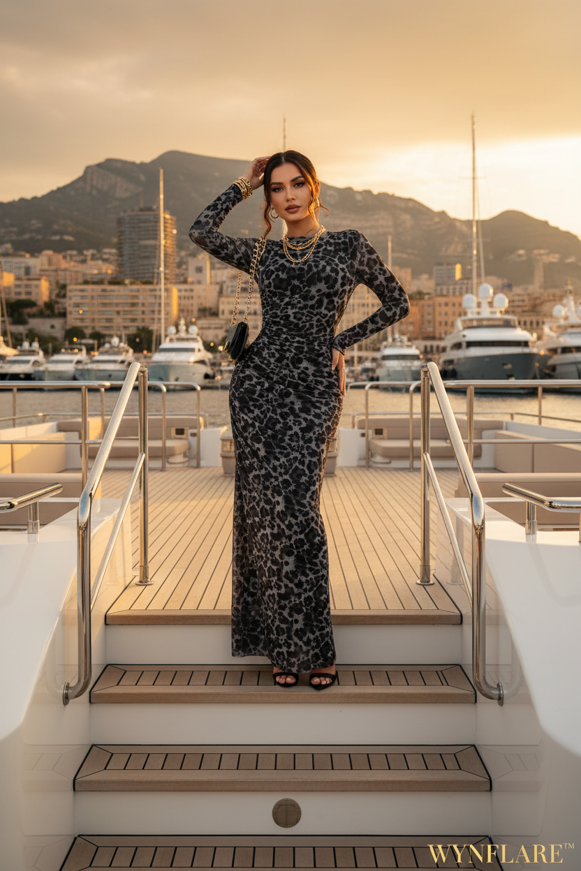 Leopard Ruched Bodycon - Monaco Superyacht